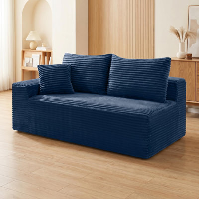Causeuse bleue sans accoudoirs, sans accoudoirs, pour 2 personnes