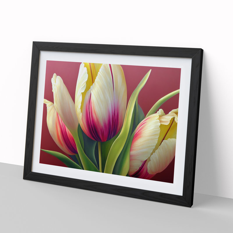 Dazzling Tulip Flowers - Framed Print, 25cm H x 34cm W x 2cm D, Black