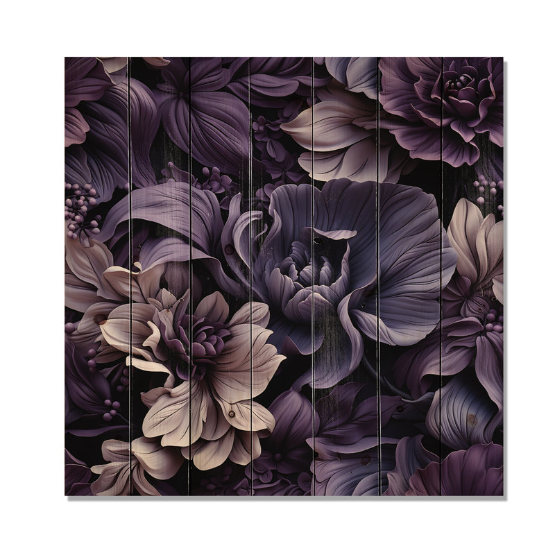 Galice - Art mural floral sur bois de pin naturel, H 36 po x l 36 po
