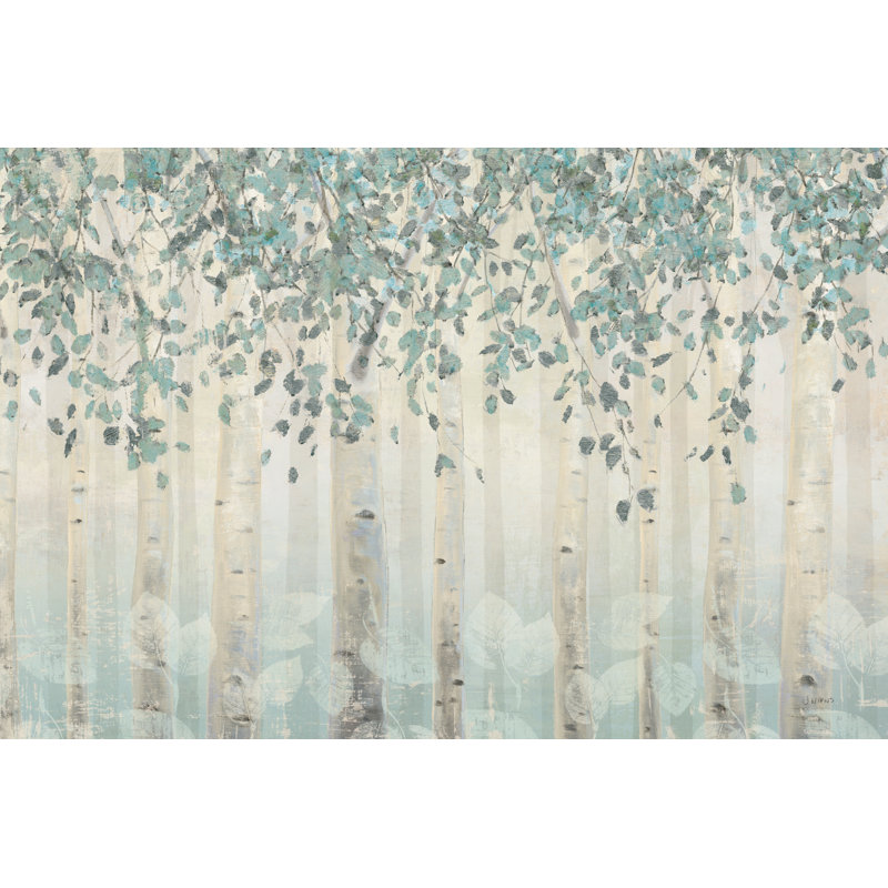 Forêt de rêve I feuilles d'argent, H 8 po x l 12 po x P 1,25 po, Non, Toile avec cadre blanc