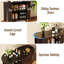 Armoire de rangement, armoire à buffet cannelée avec portes coulissantes Tambour et tablette réglable, console d'appoint pour la cuisine, le salon et le vestibule-957287477-957287475