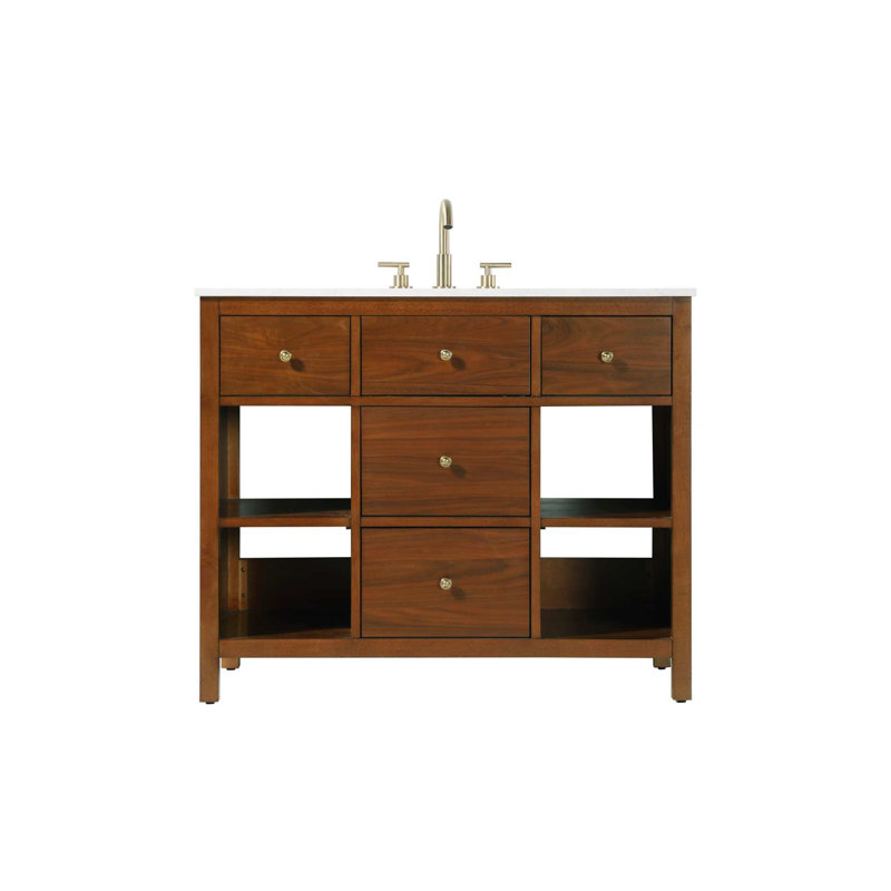 Meuble-lavabo simple Eris, Brandy noyer / or, 42"