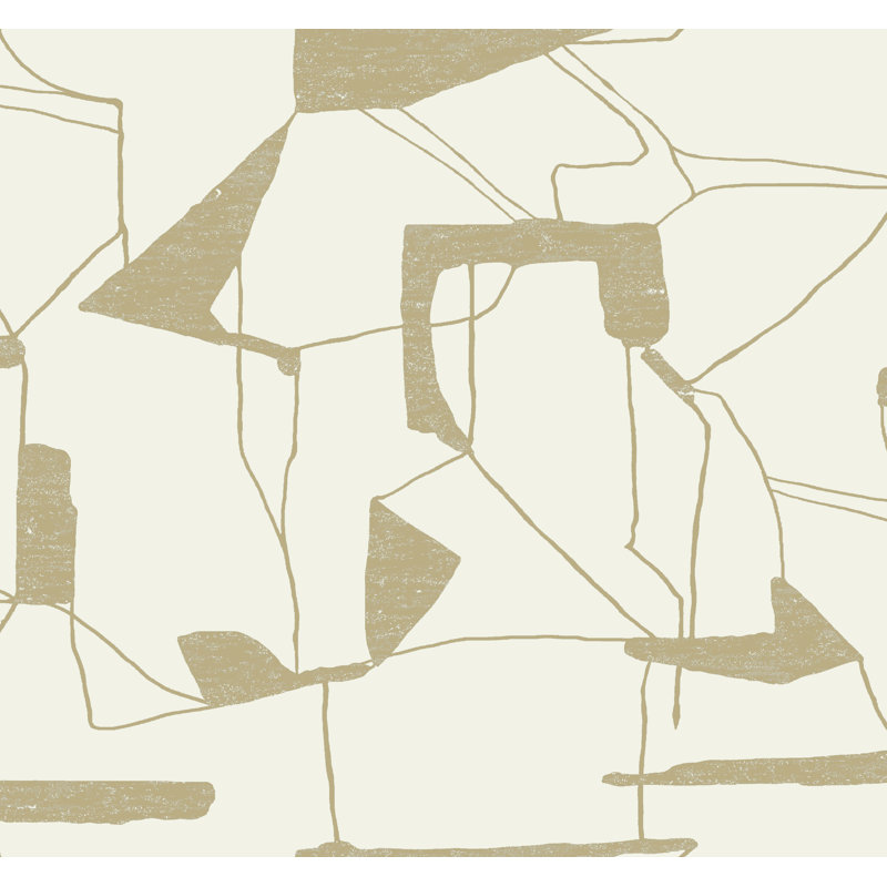 26.9' L x 27" W Wallpaper Roll, Cream/Gold