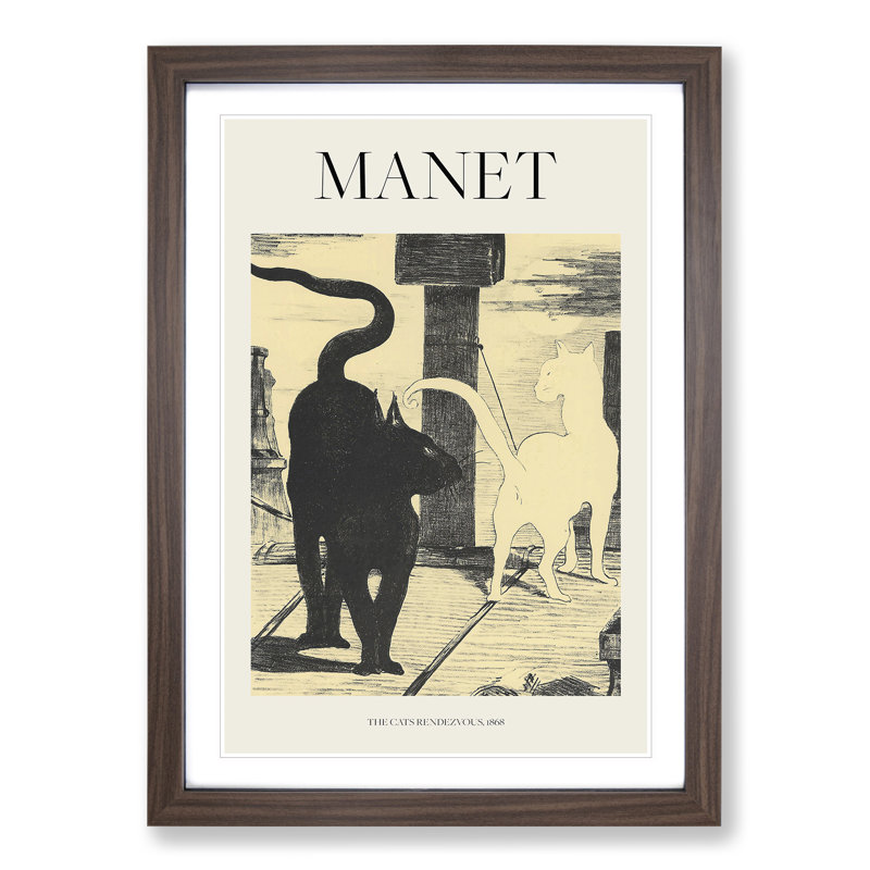 The Cats Rendezvous Vol.1 by Edouard Manet - Picture Frame Painting, Walnut Framed, 65cm H x 48cm W x 2cm D
