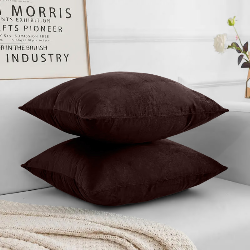 Elegant Velvet Cushion cover Home Décor–for Sofa, couch, bed, and living room , Brown