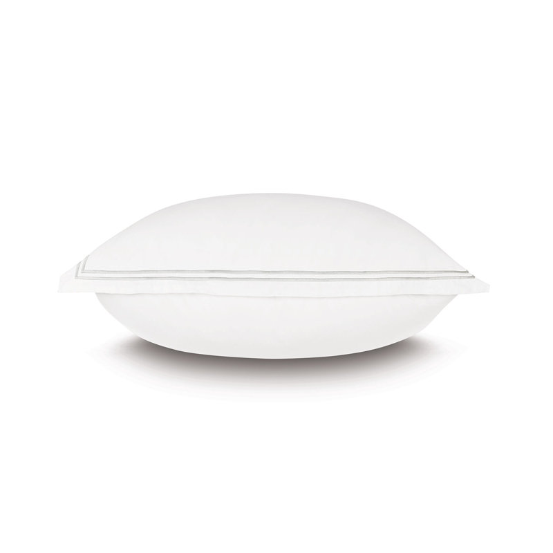 Enzo Cotton Pillow Sham, White/Silver, Euro