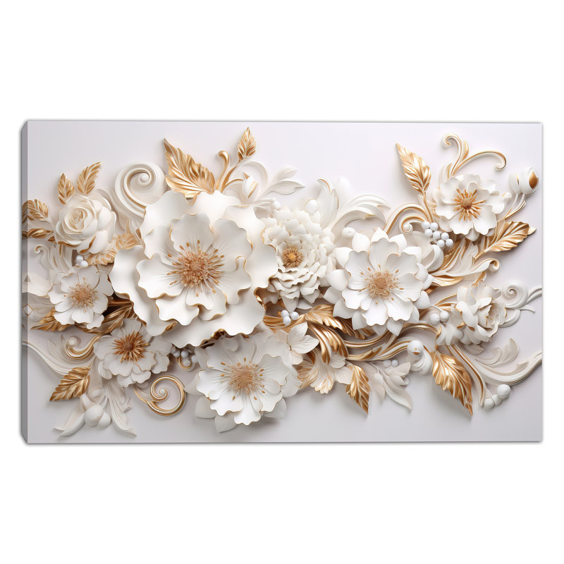 Éclat floral baroque - Toile décorative murale, H 24 po x l 36 po