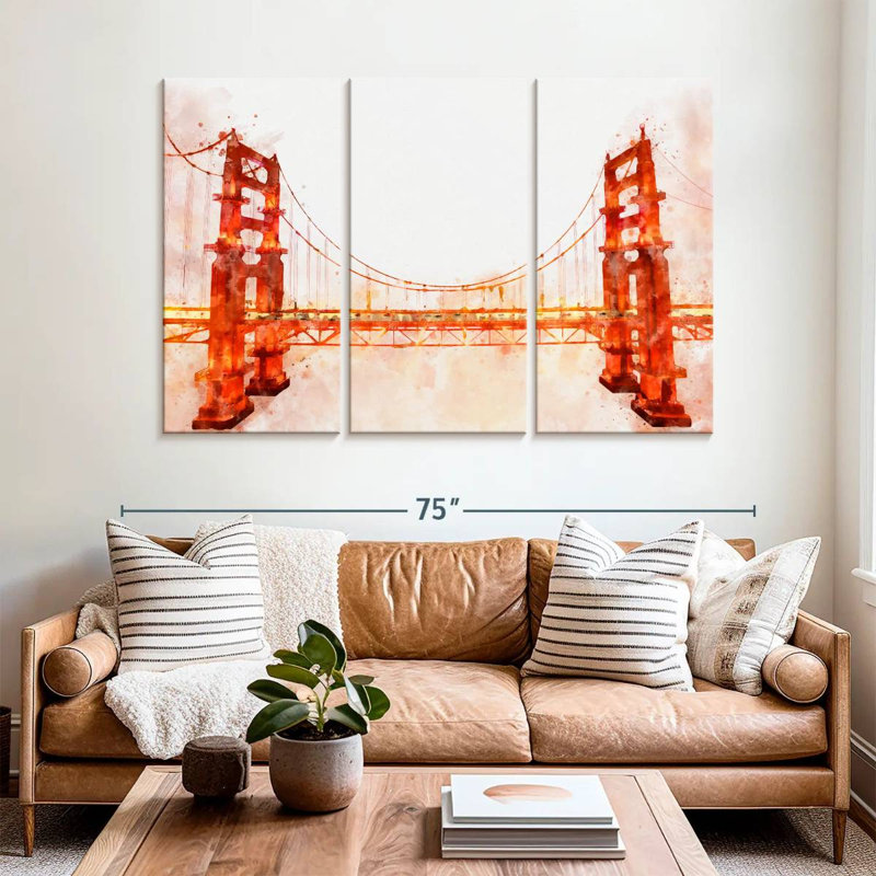 Golden Gate Bridge, aquarelle, H 42 po x l 65 po