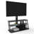 Multi-Function Angle And Height Adjustable Tempered Glass TV Stand For 32-65 Inch Tvs With Swivel Base And Cable Management.