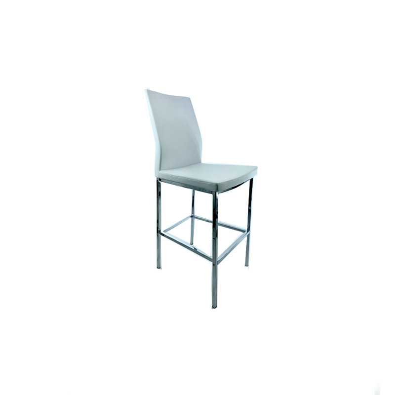 Tabouret Jocelyne, Chrome, Tabouret de comptoir (hauteur de siège de 27 po), Blanc