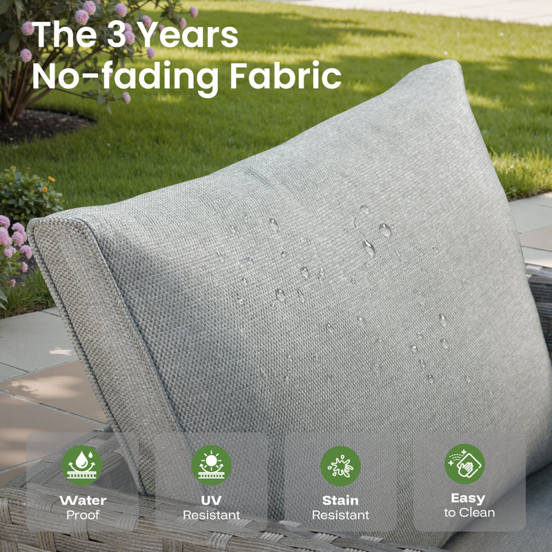 Ignatz 8 - Person No Assembly Required Patio conversation Set, Outdoor Sectional With Cushions, Gray
