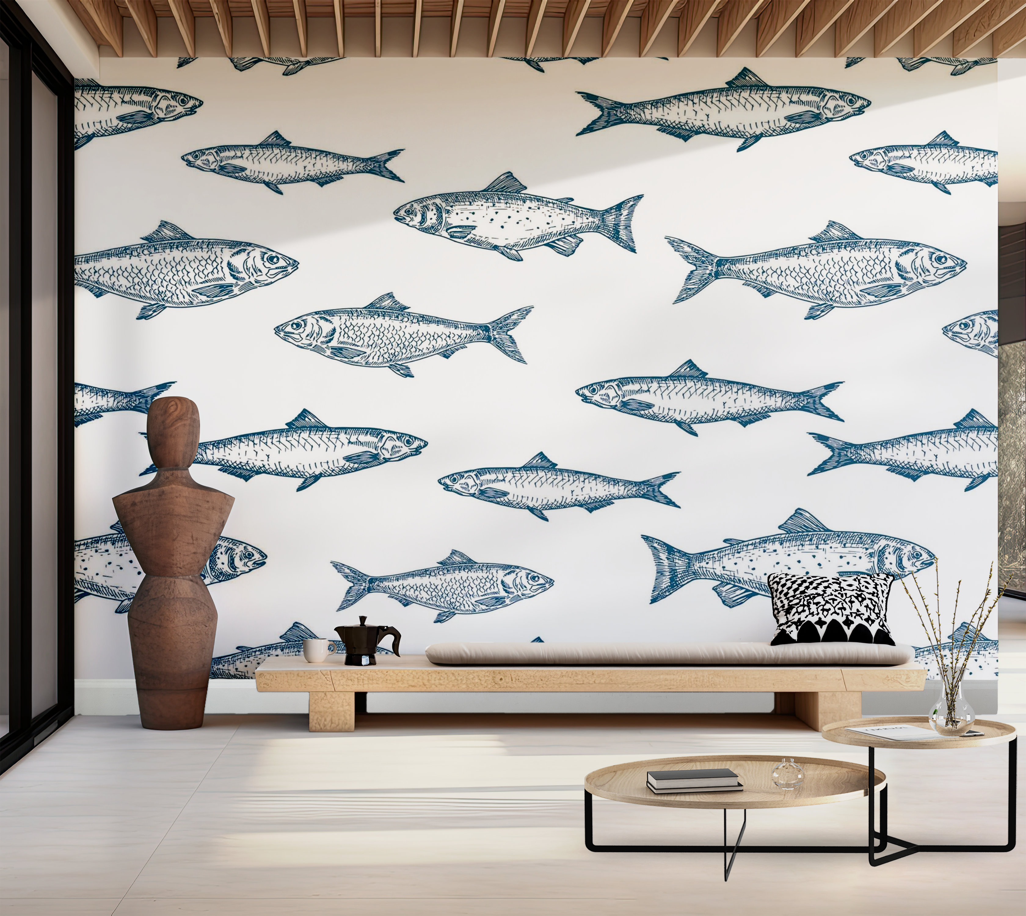 Rosecliff Heights Premium Wallpaper Wall Mural - Fish Pattern | Wayfair