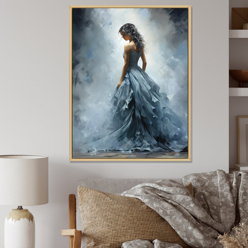 Gris Adagio Dance Ballet - Ballet, art mural, Cadre flottant brun, H 40 po x l 30 po x P 1,5 po