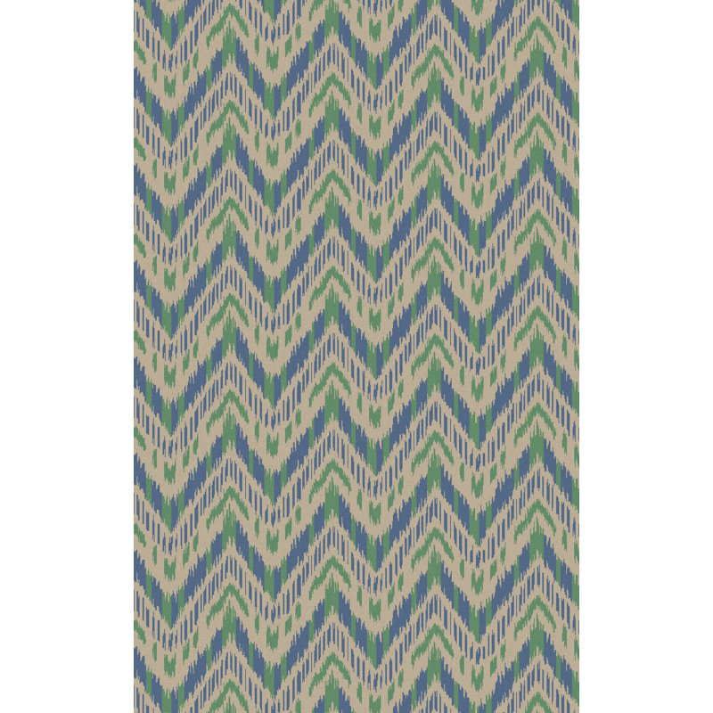Tapis vert / bleu / beige en laine tissé à la main Crisler, Rectangle 2 pi x 3 pi