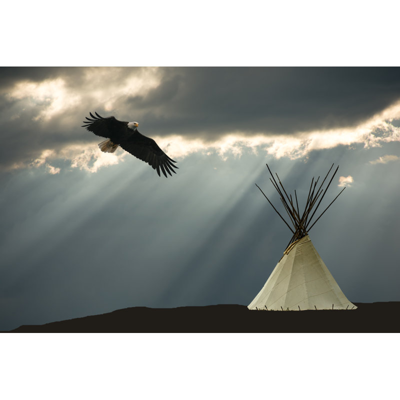 Teepee and Eagle by Wwing, 24" H x 36" W
