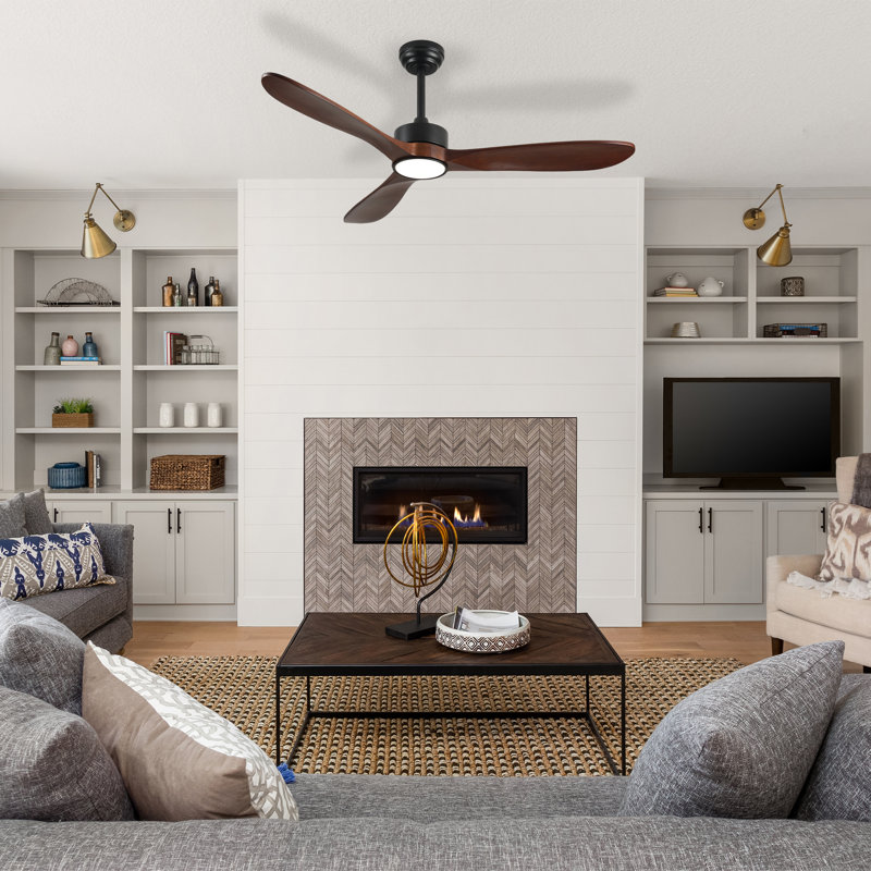 52" Ceiling Fan Wood Blades Ceiling Fan With Light And Remote Control