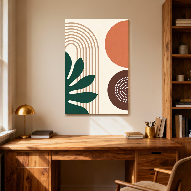 Abstract Geometric Shapes Leaves And Circles Pattern