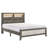 1pc Queen Size Platform Storage Bed Low-profile Plank-style Headboard Built-in Lighting Modern Farmhouse Style Grey Beige