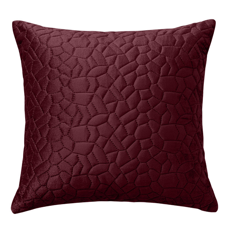 Aspire Homeware Geometric Square Velvet Cushion Covers, Burgundy, Pack of 2