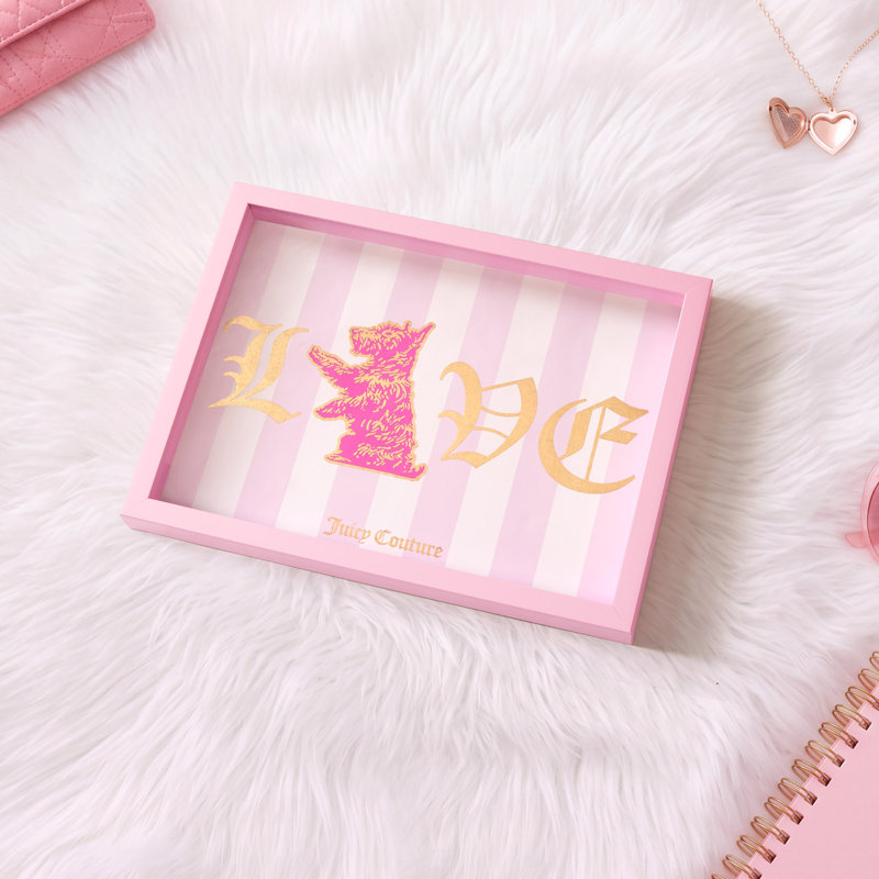 Tableau en boîte d'ombre Juicy Couture, 12 po x 16 po, Scottie Love - rose