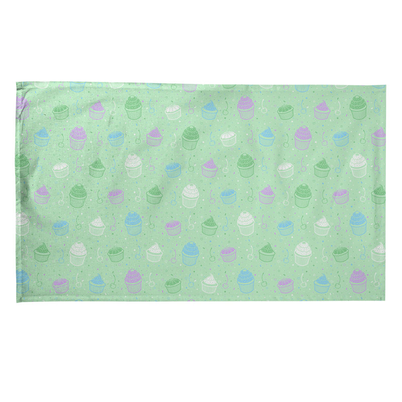 Serviette à thé classique à motif petits gâteaux Mcguigan, Polyester sergé, Vert / Orange / Rose