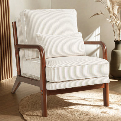 Chaise d'appoint en velours côtelé Mid-Century