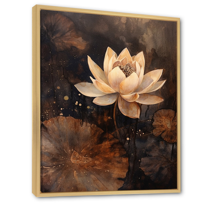«Rustic Lotus Serenity I», reproduction sur toile, Cadre naturel flottant, 44" H x 34" W