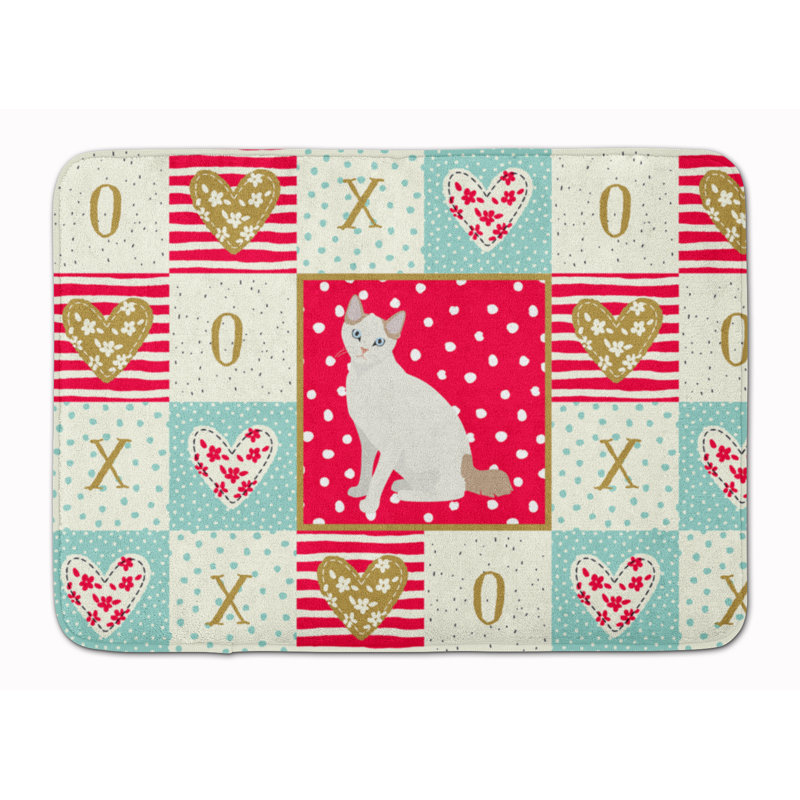 Tapis de cuisine à mousse mémoire cat love Charvi, Bobtail coréen blanc