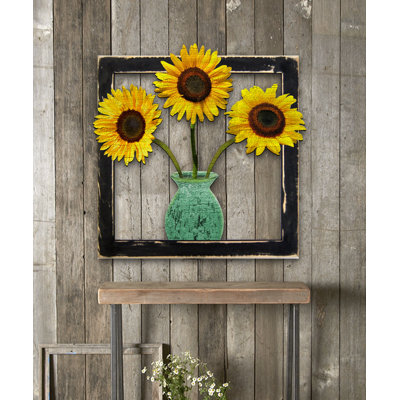 Décoration murale fleurs en bois à cadre