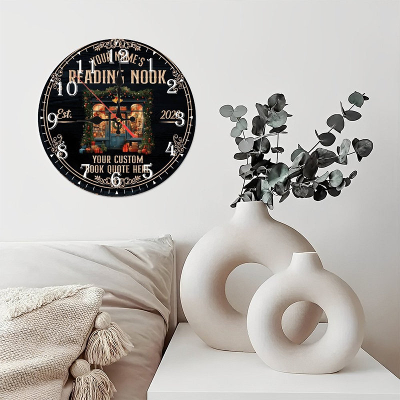 Horloge murale en bois 10 po, mouvement silencieux, à piles (piles AA non incluses), décor artistique, parfait pour les décorations