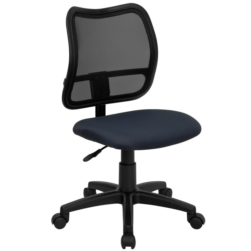  Chaise de bureau pivotante en filet à dossier moyen, Non inclus, Tissu bleu marine