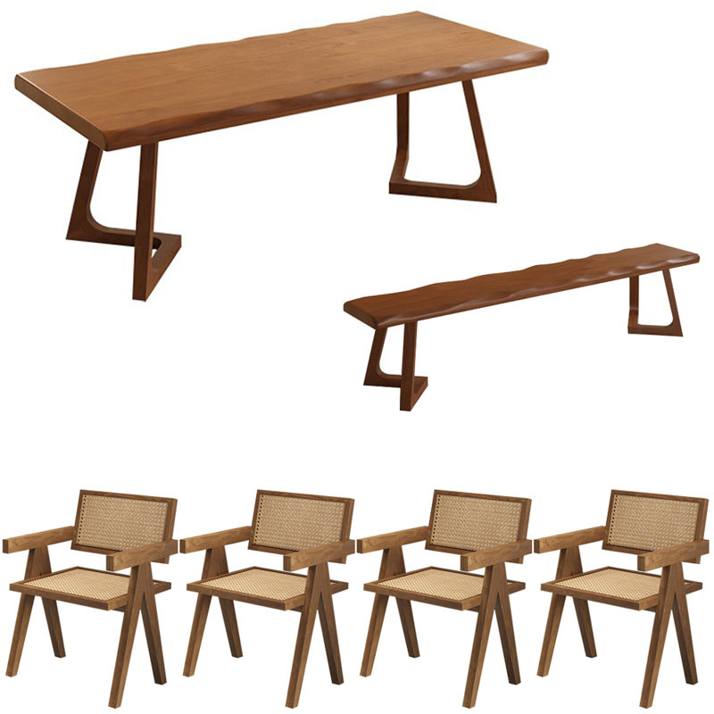 Ensemble de table à manger moderne et simple en bois massif, H 29,5 po x L 62,9 po x l 27,5 po