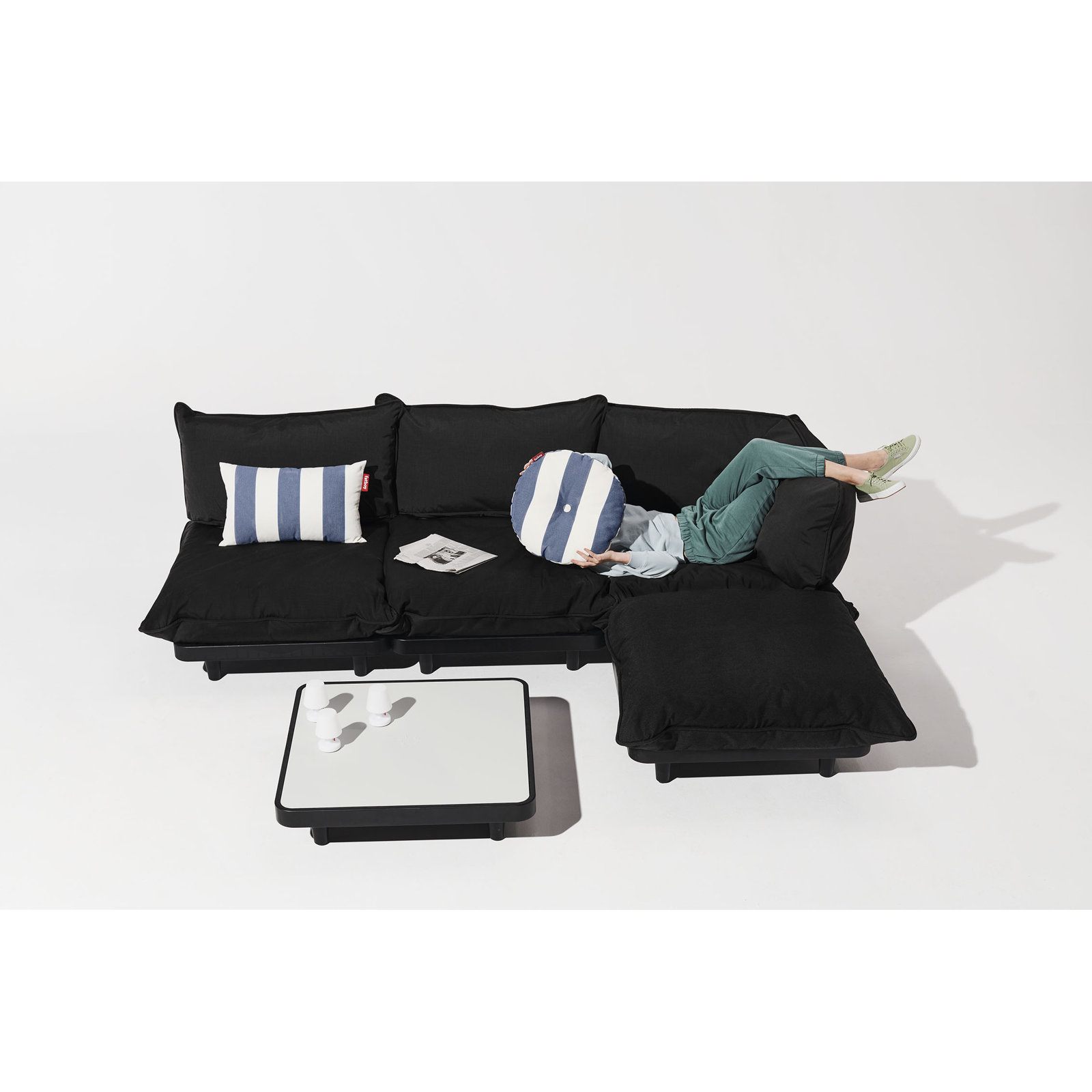 King Outdoor Pillow, Stripe Ocean Blue