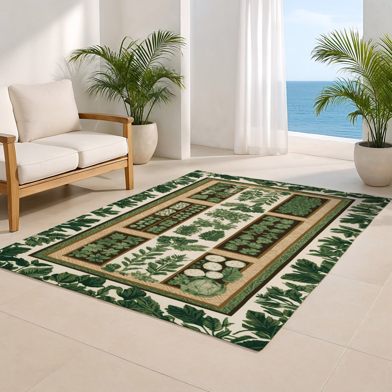 Tapis d'intérieur et d'extérieur vert Nature, Rectangle 5 pi x 7 pi