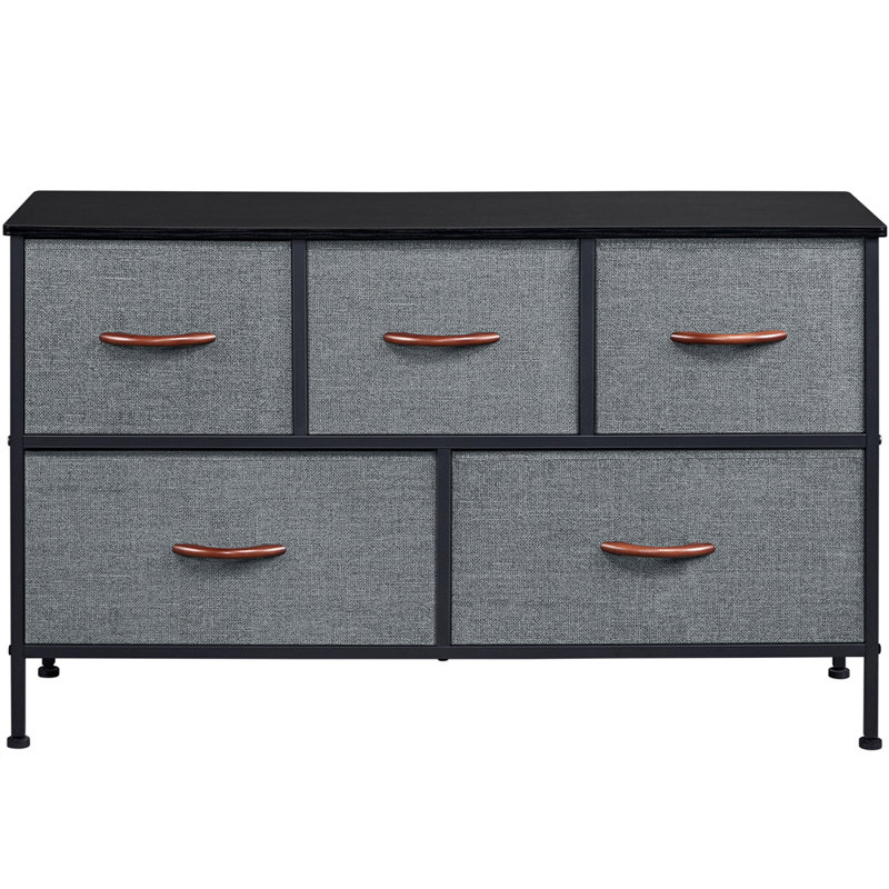 100Cm W Chest Of Drawers With 5 Fabric Drawers, Dark Gray