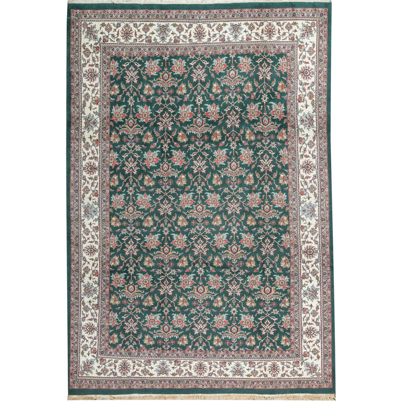 Tapis vert noué à la main de haute qualité