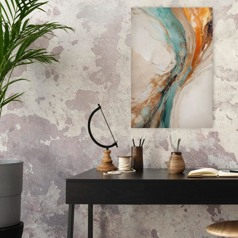 Sable et feu, art mural contemporain abstrait, H 24 po x l 16 po