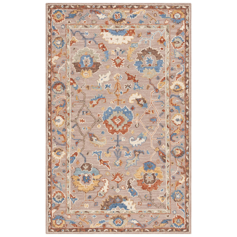 Metro Hand Tufted Wool Cotton Oriental Rug in Ivory/Beige, Rectangle 4' x 6'