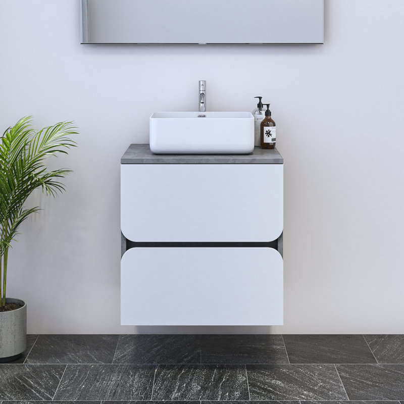 Meuble-lavabo simple 23,6 po avec dessus Kaydin, Béton