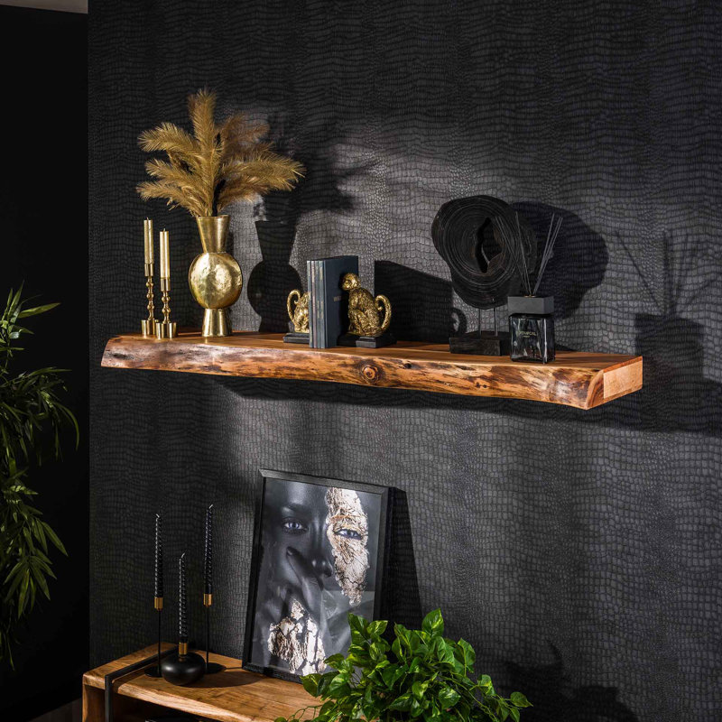Lenexa Acacia Solid Wood Floating Shelf, 8cm H x 150cm W x 25cm D
