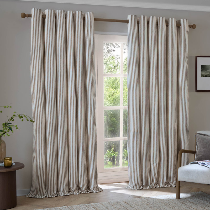 Hebden Cotton Blend Room Darkening Curtain Panel Pair, Brown, 168cm Width x 229cm Drop