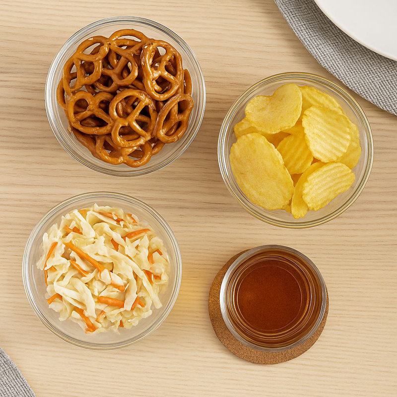 Argon Tableware Glass Snack Bowls - Set of 12 - Serving Bowls for Snacks Desserts Dips & Sides