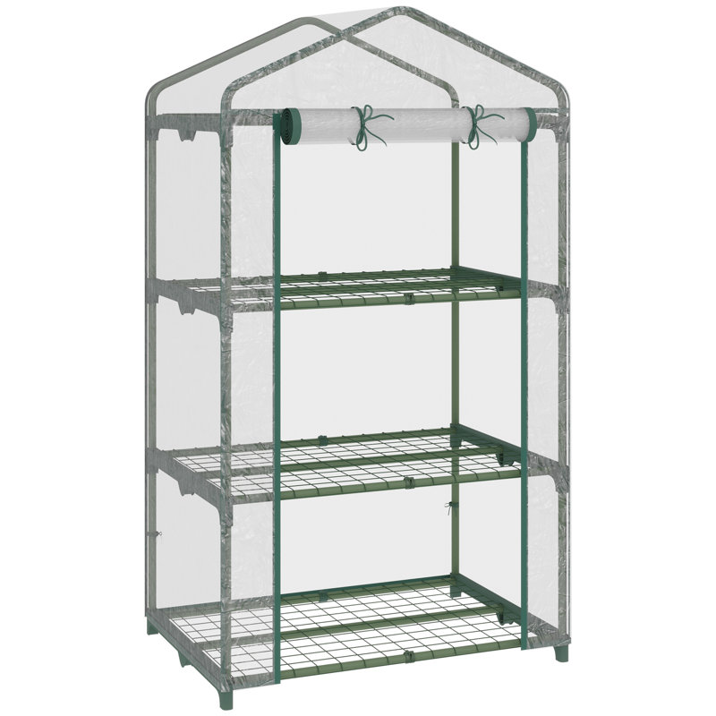 3 Tier Mini 69*49*125 cm Steel 1 Piece Mini Greenhouse Clear with Roll-up Door