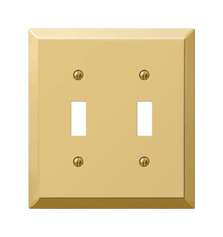 Polished Brass 2-Gang Stamped Steel Toggle Wall Plate