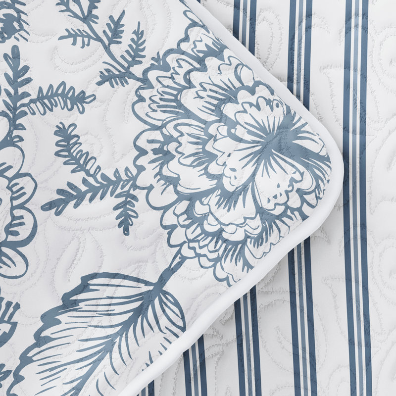 Dusk Blue Twin Reversible Microfiber Quilt Set