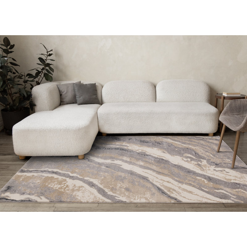 Brooklinn Modern Beige Cream High-Traffic Area Rug, Rectangle 7'10" x 10'6"