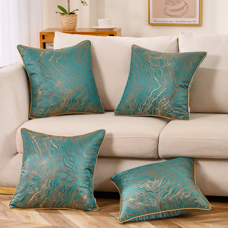 Jeté abstrait, 18 po x 18 po, Housse de coussin seulement - sans coussin, Vert