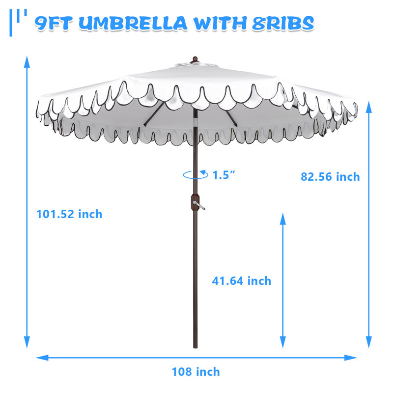 Parasol Adahir 108 avec contrepoids inclus, Blanc, Brun
