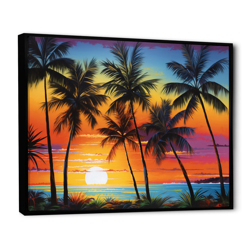 «Colorful Bold Palm Trees Landscape IV - Palmiers et palmiers», art encadré, H 34 po x l 44 po x P 1,5 po