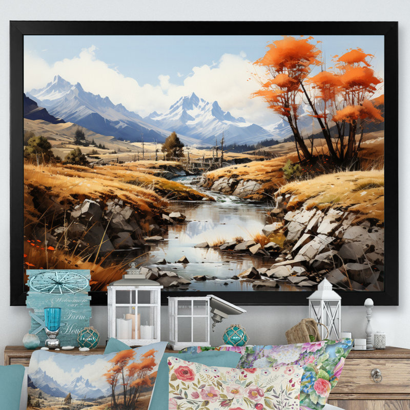 Bergvin China Art Golden Autumn - reproduction d'art, Cadre flottant doré, H 16 po x l 32 po x P 1 po